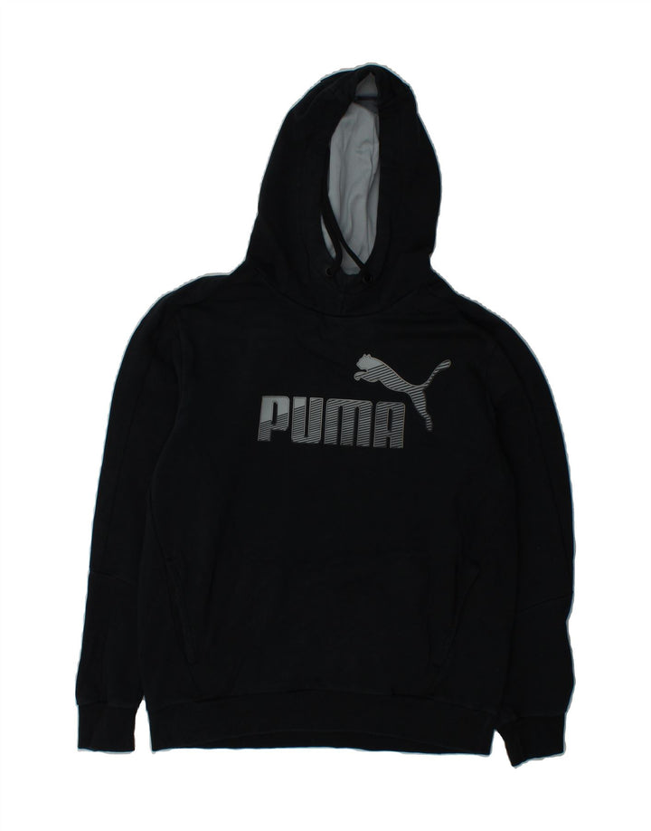 PUMA Mens Graphic Hoodie Jumper Medium Black Cotton Vintage Puma and Second-Hand Puma from Messina Hembry 