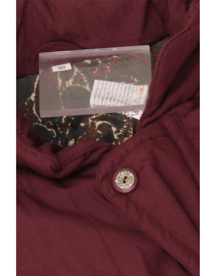 VINTAGE Mens Padded Jacket IT 50 Large Burgundy Polyester