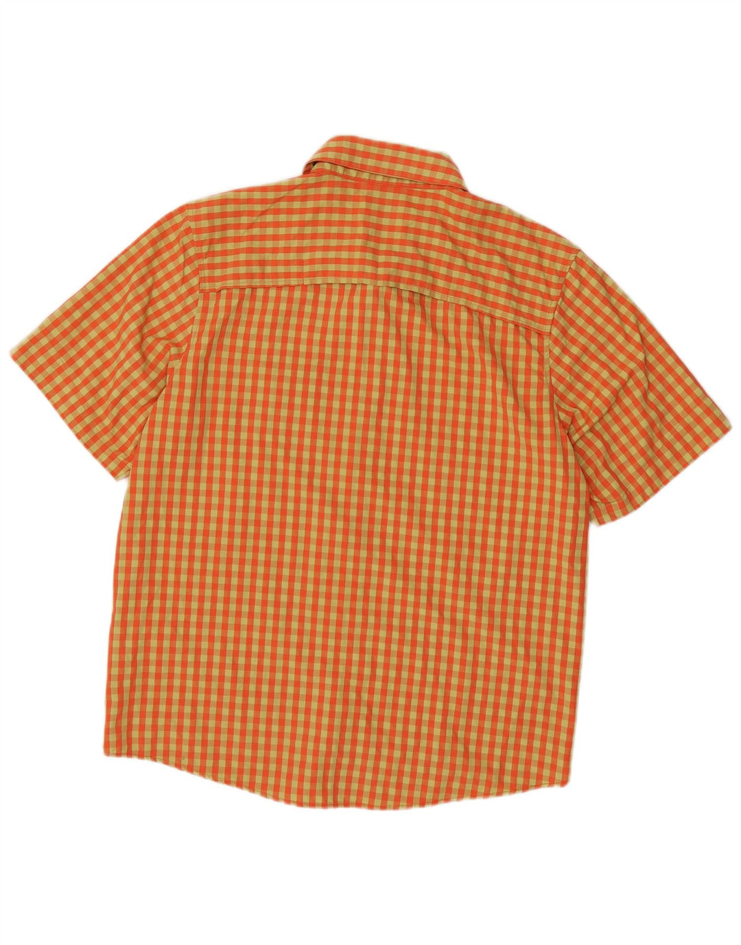 Adidas Mens Short Sleeve Shirt Medium Orange Gingham Polyester