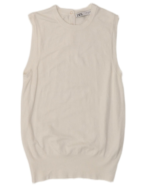 Zara Womens Vest Tank Top UK 14 Medium White Viscose