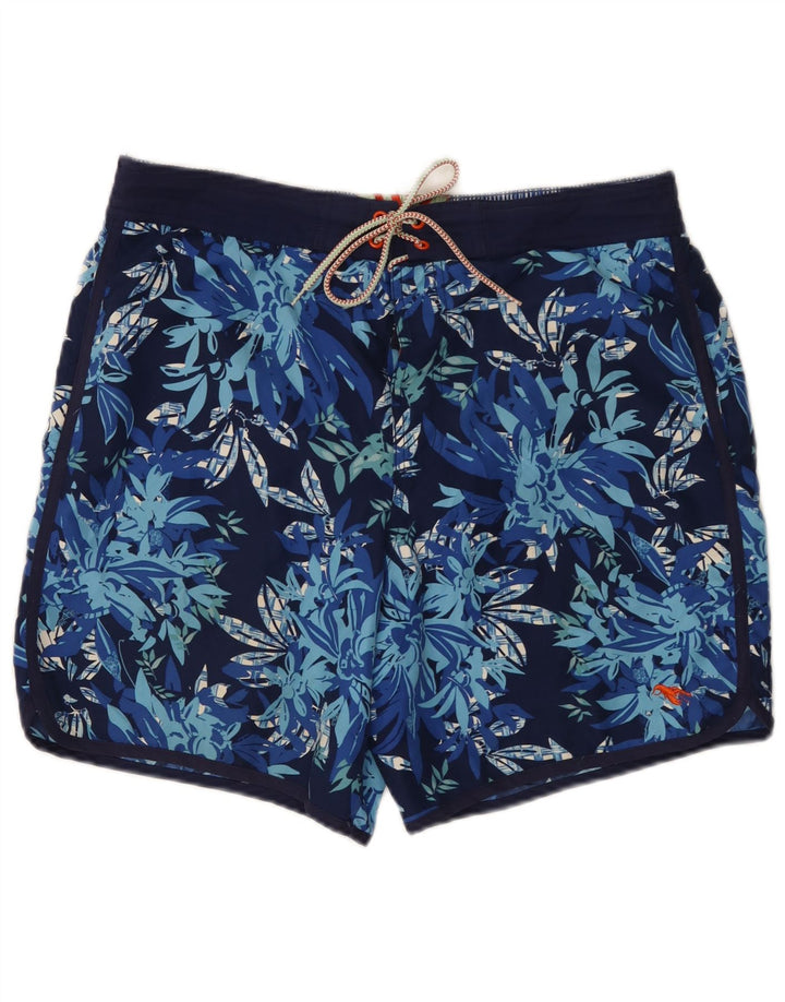 Ted Baker Mens Swimming Shorts Size 4 Large Navy Blue Floral Polyester