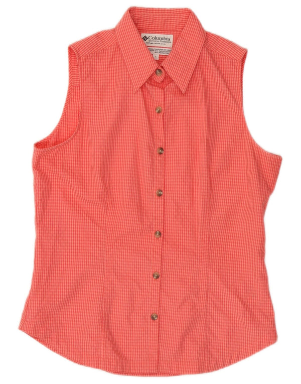 Columbia ærmeløs skjorte til kvinder UK 10 Small Pink Gingham Rayon