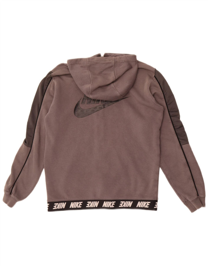 Nike Mens Graphic Zip Hoodie Sweater Medium Grey Colourblock Cotton