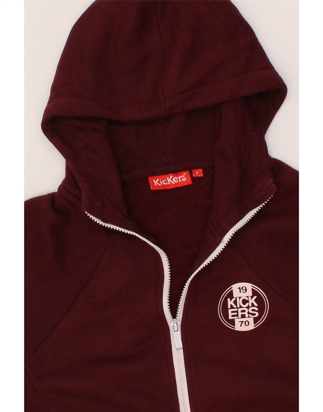KICKERS Womens Zip Hoodie Sweater UK 10 Small Maroon Vintage Kickers and Second-Hand Kickers from Messina Hembry 