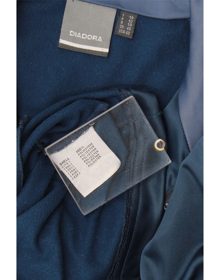 DIADORA Mens Tracksuit Top Jacket UK 40 Medium Navy Blue Colourblock
