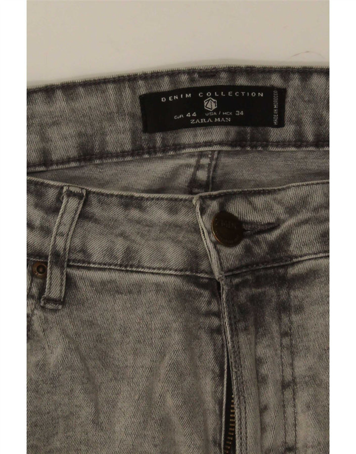Jeans slim da uomo Zara EU 44 Large W34 L30 Grigio