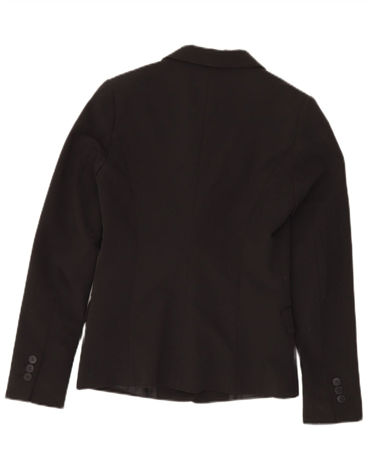BENETTON Womens 1 Button Blazer Jacket UK 8 Small  Black Polyester