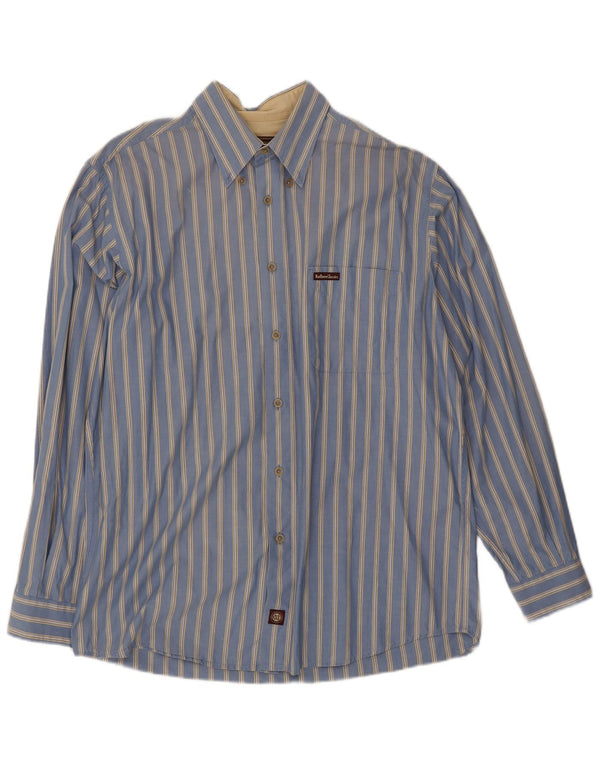 Camicia da uomo Marlboro Classics in cotone a righe grandi blu