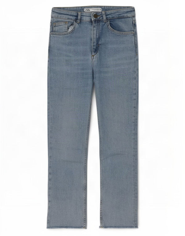 Zara Womens Crop Bootcut Jeans EU 36 XS W26 L25 Bleu Coton