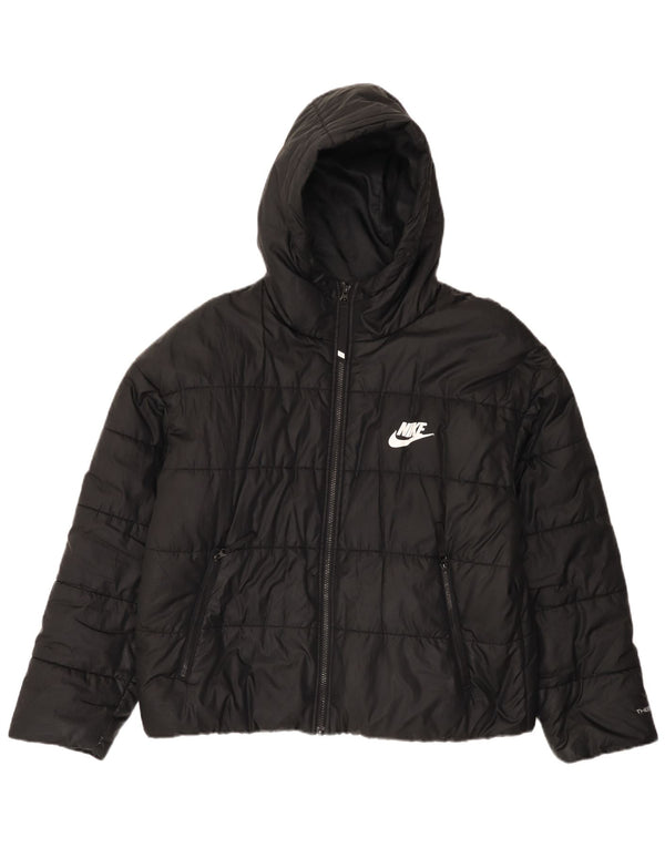 Nike Dame Therma-Fit Hætte Oversized Polstret Jakke UK 16 Large Sort