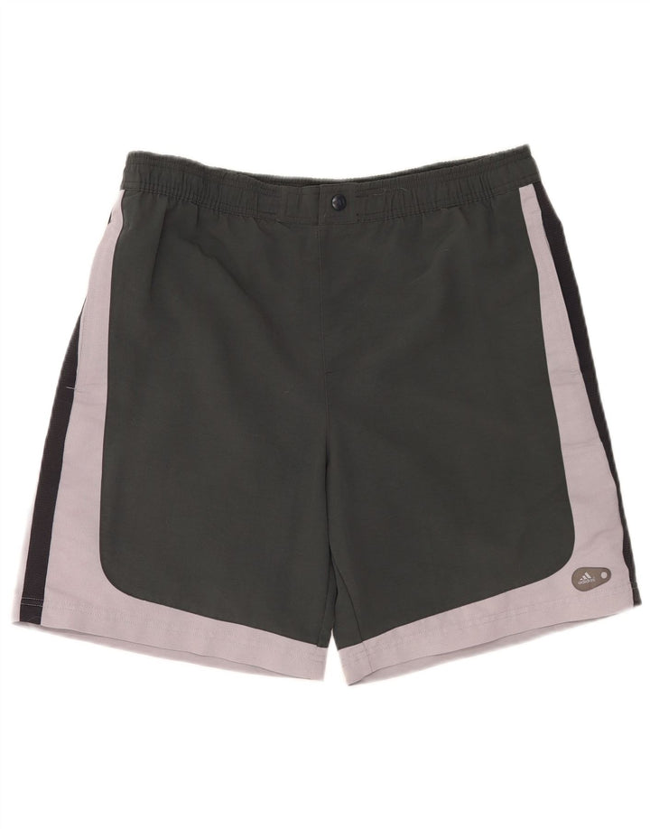 Pantaloncini da bagno da uomo Adidas in poliestere color block grigio medio