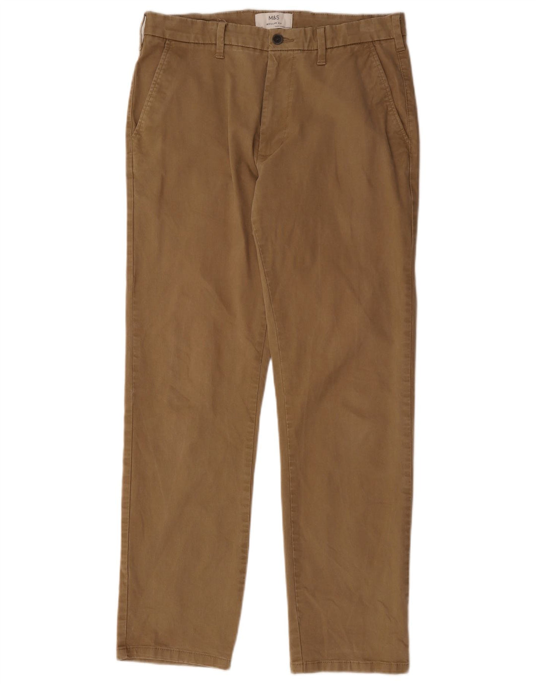 Marks & Spencer Mens Straight Regular Fit Chino Trousers W32 L31 Brown