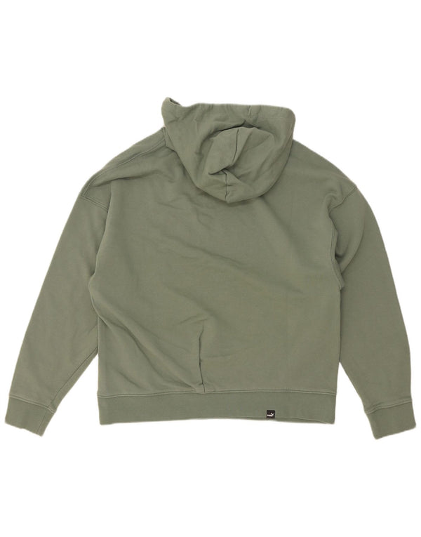 Puma Womens Hoodie Jumper UK 14 Medium Green Cotton