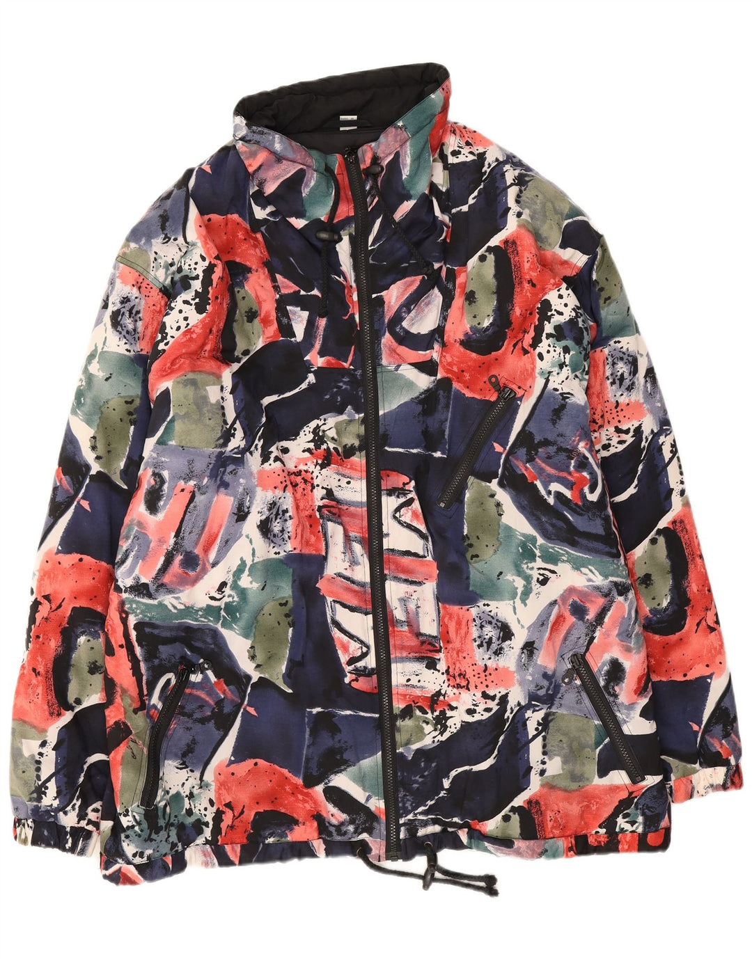 Vintage hombres patrón abstracto chaqueta cortavientos Reino Unido 42 XL multicolor