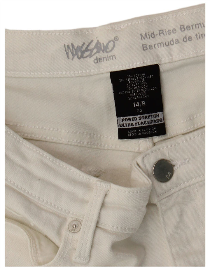 Mossimo Womens Mid Rise Bermuda Denim Shorts US 14 Large W32  White Cotton