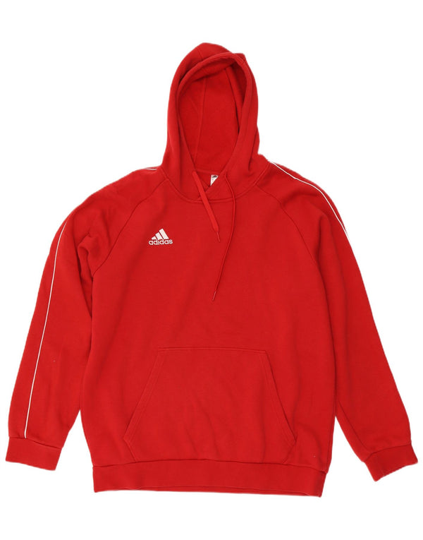 Felpa con cappuccio da uomo Adidas XL rossa in cotone sportivo