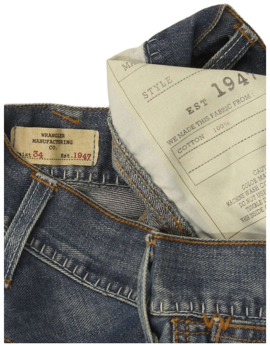 WRANGLER Mens Straight Jeans W34 L34 Blue Cotton