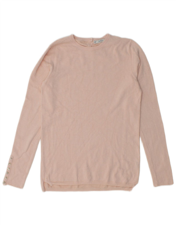 Zara Womens Crew Neck Jumper Sweater UK 12 Medium Pink