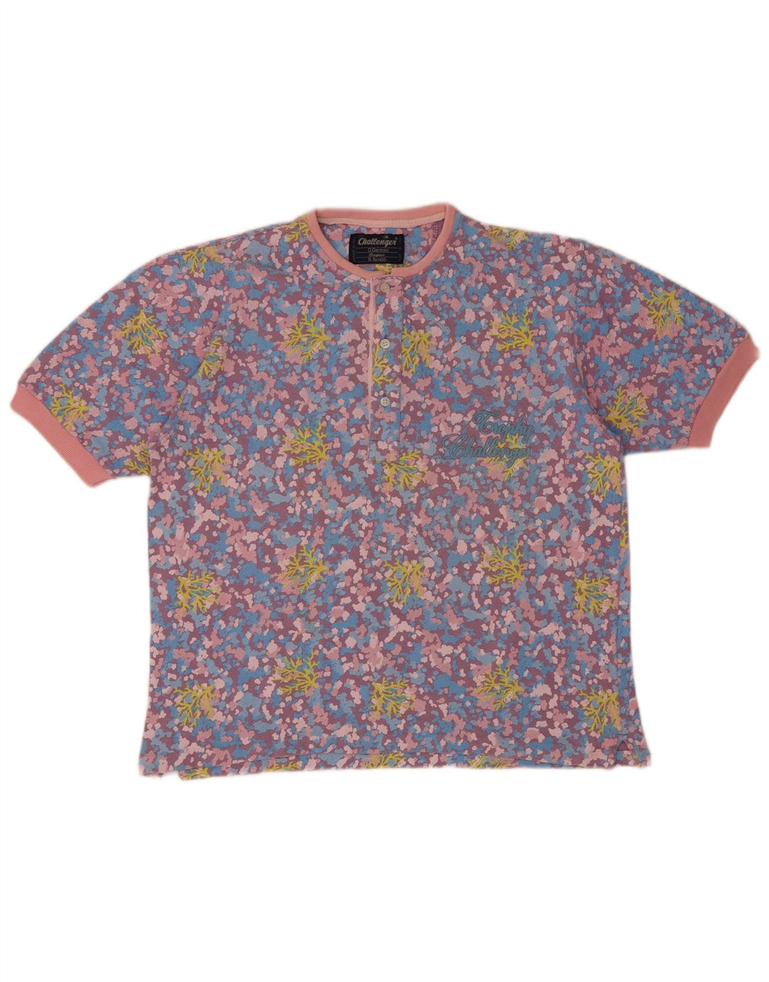 Challenger Mens T-Shirt Top XL Multicoloured Floral Cotton