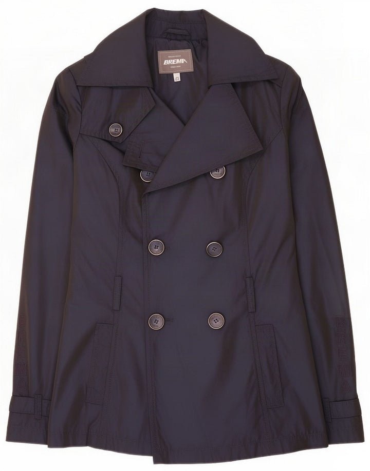 Brema Womens Trench Coat IT 42 Medium Navy Blue Polyurethane
