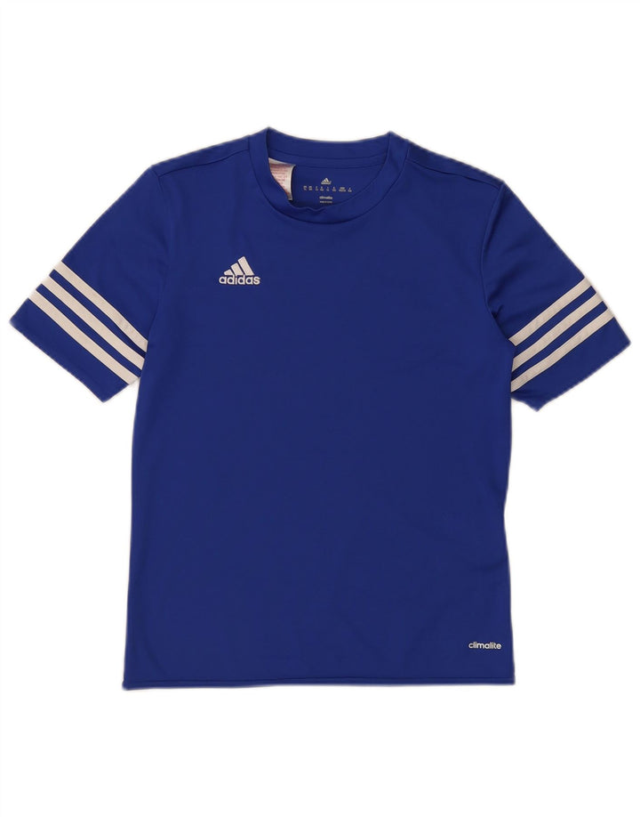 Adidas Boys Climalite T-Shirt Top 11-12 Years Large Blue Polyester