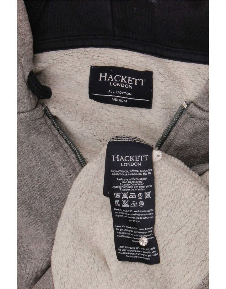 Maglione con cappuccio e zip da uomo Hackett in cotone grigio medio