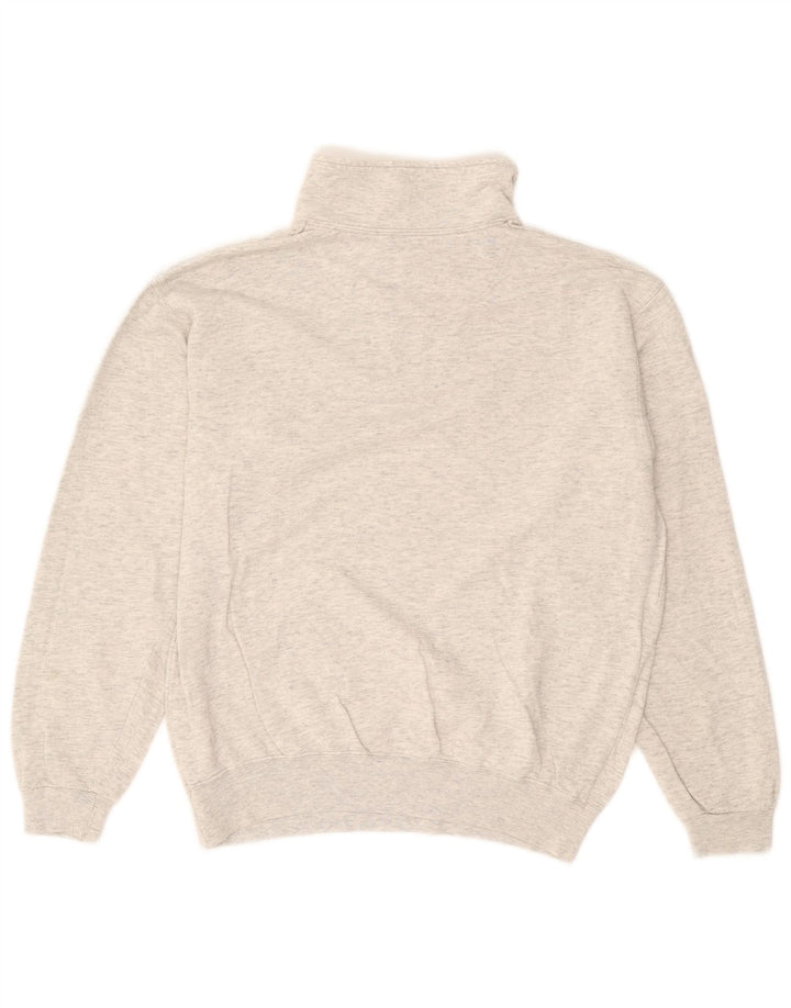 Champion Mens Zip Neck Sweatshirt Jumper Medium Grey Flecked Cotton