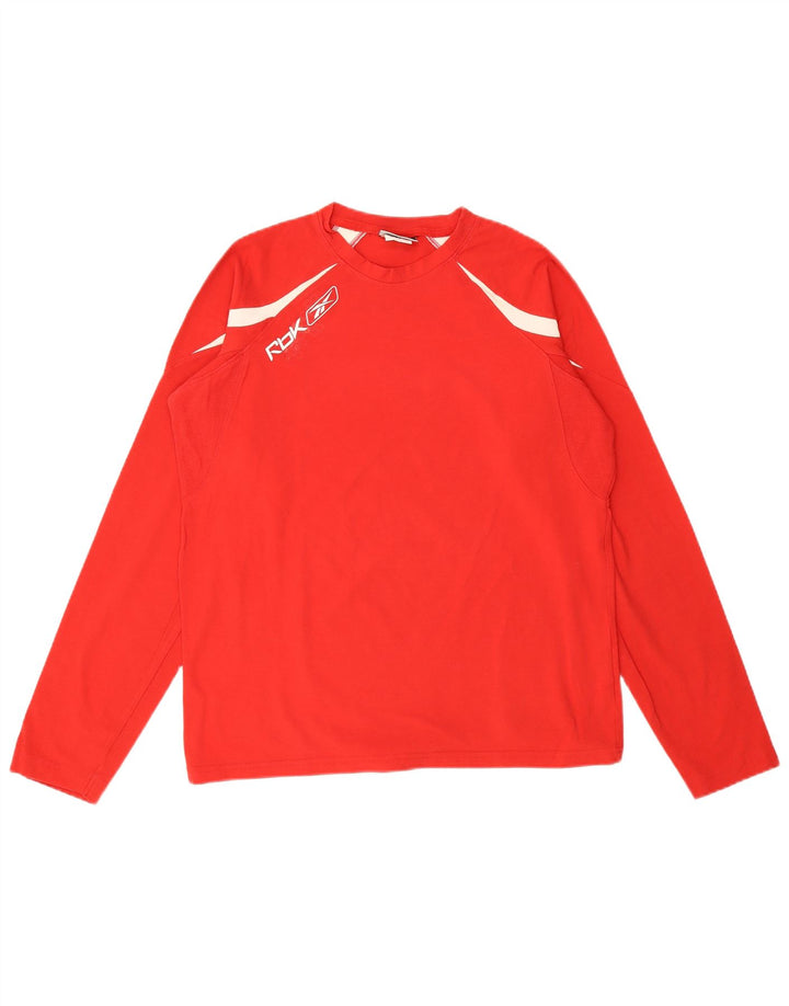 REEBOK Herre grafisk top Langærmet lille rød Colourblock Bomuld
