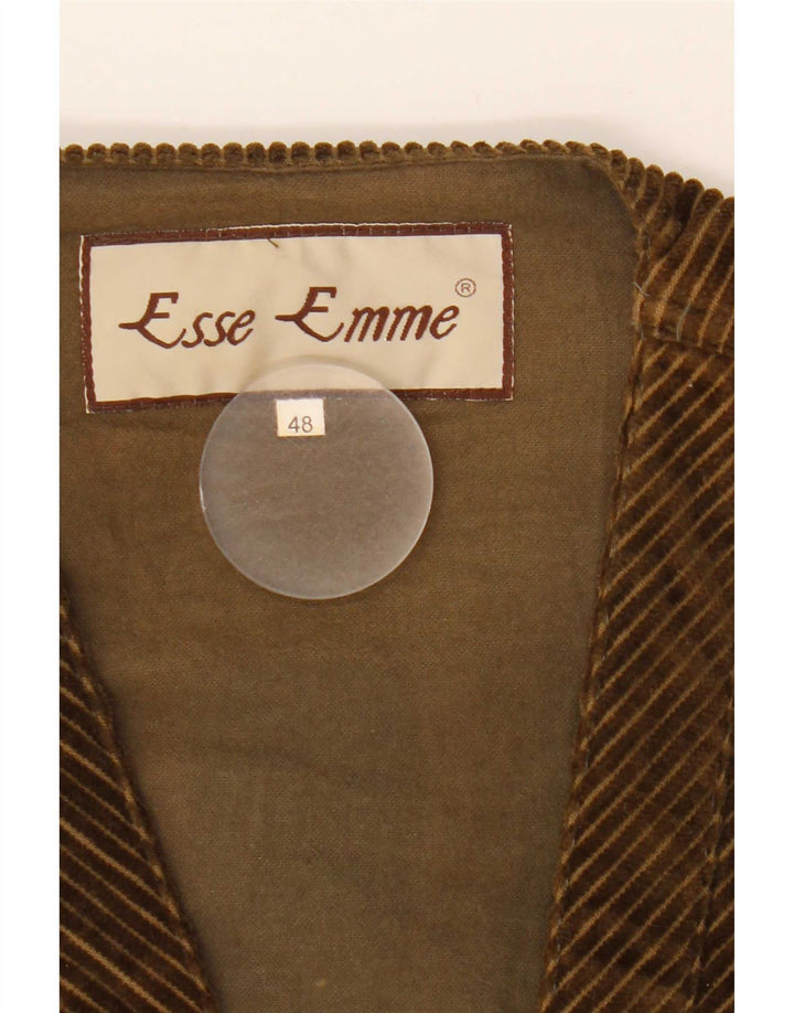 ESSE EMME  Mens Corduroy Gilet IT 48 Medium Khaki Cotton