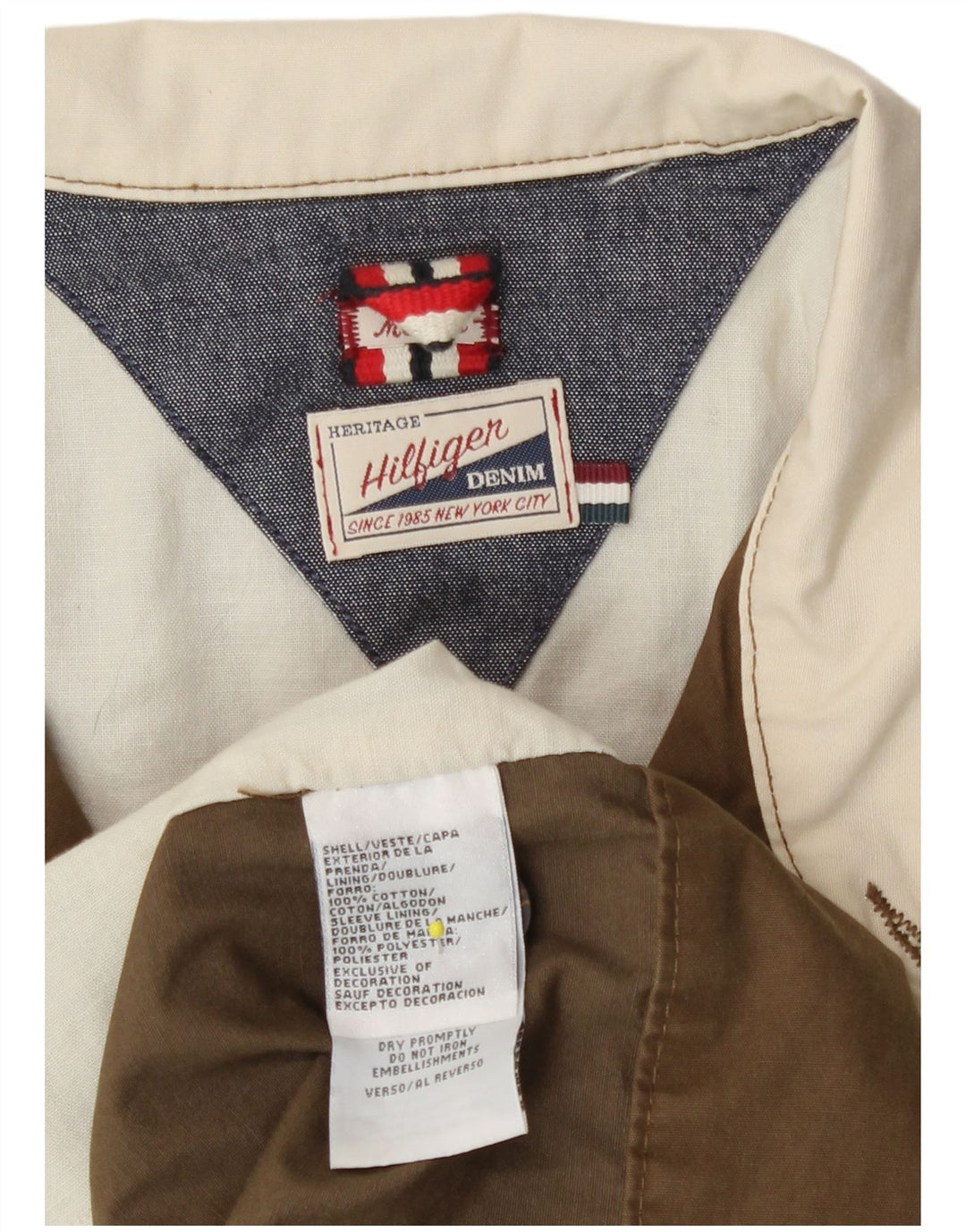 Tommy Hilfiger Mens Bomber Jacket UK 38 Medium Khaki Cotton