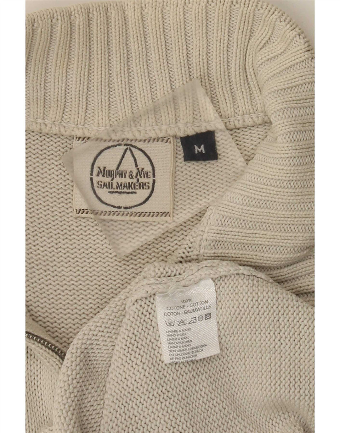 Maglione da uomo con zip e collo Murphy & Nye in cotone beige medio