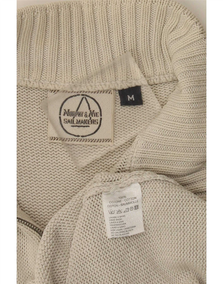 Maglione da uomo con zip e collo Murphy & Nye in cotone beige medio