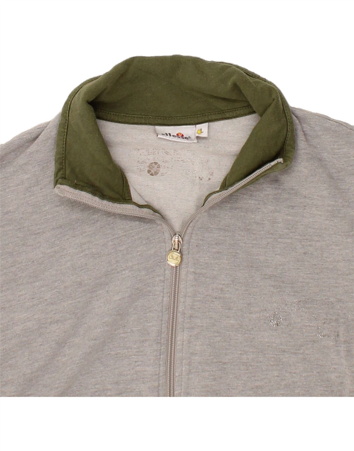 ELLESSE Womens Tracksuit Top Jacket UK 16 Large Grey Colourblock Cotton Vintage Ellesse and Second-Hand Ellesse from Messina Hembry 