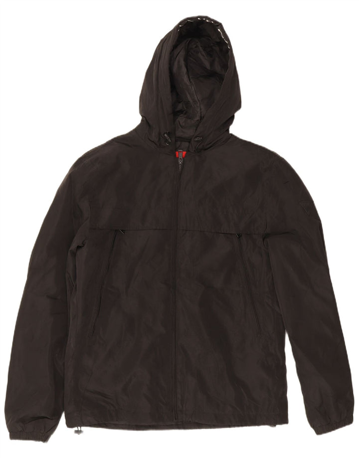 Guess Chaqueta impermeable con capucha para hombre UK 40 Large Poliéster negro