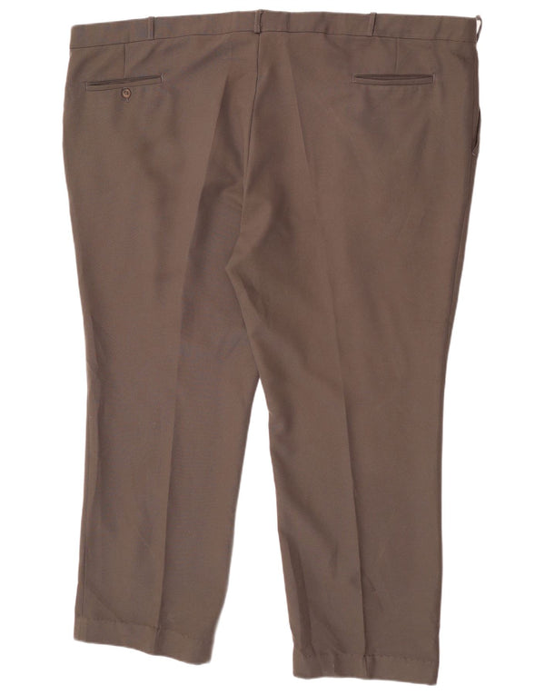 Farah Mens Straight Suit Trousers W56 L29 Brown Cotton
