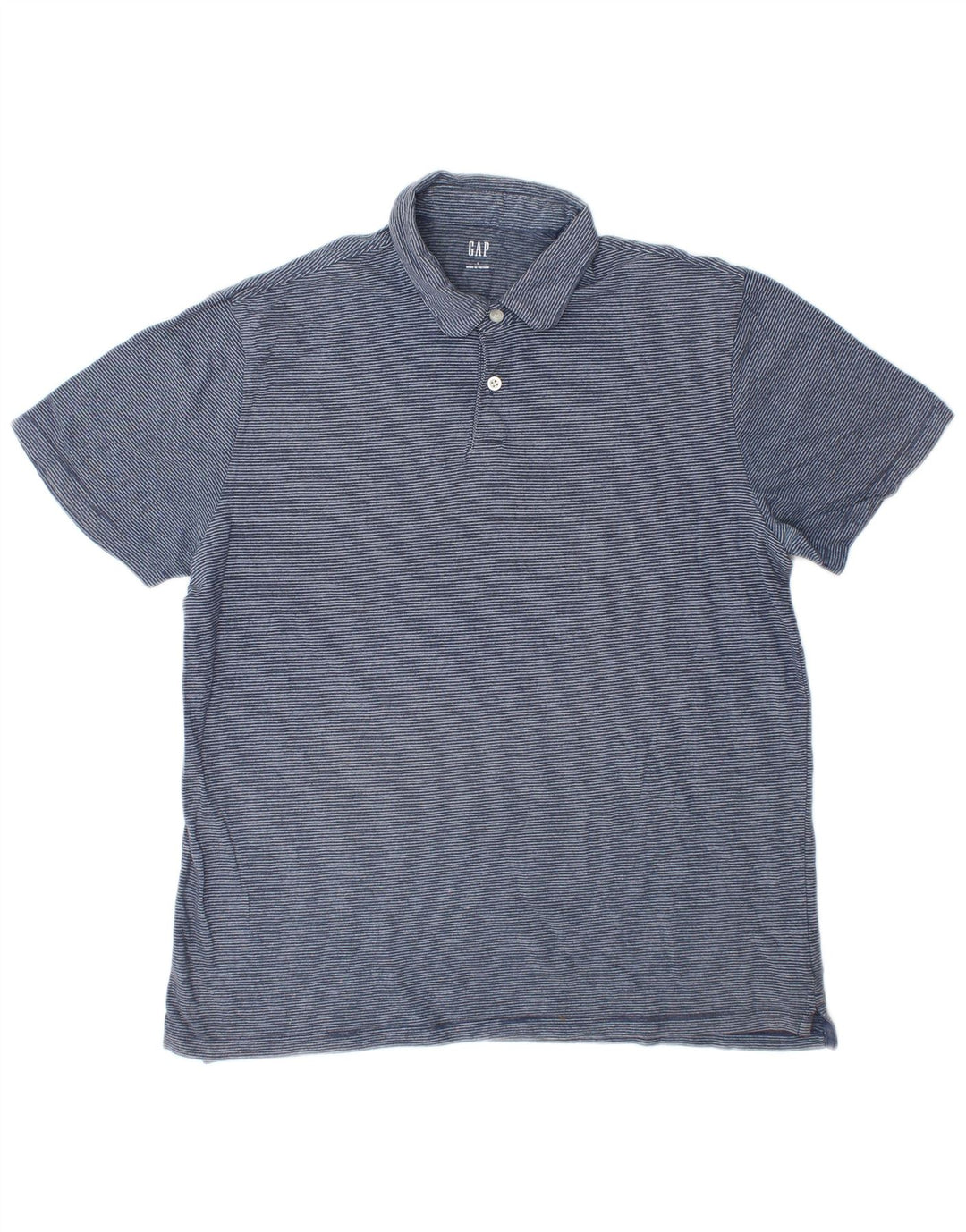 Gap Mens Polo Shirt Large Blue Striped Cotton
