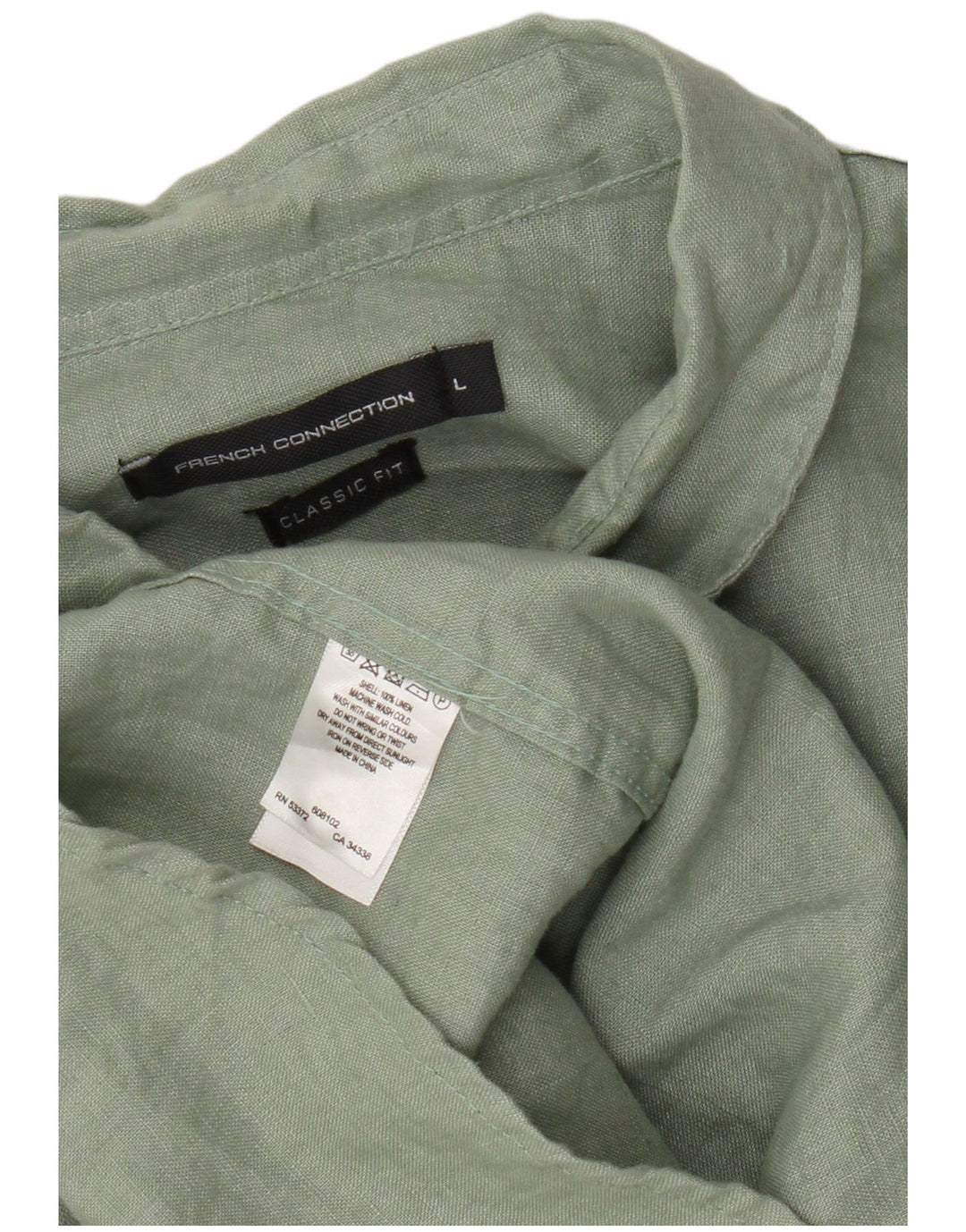 Męska koszula o klasycznym kroju French Connection, duża, zielona lniana