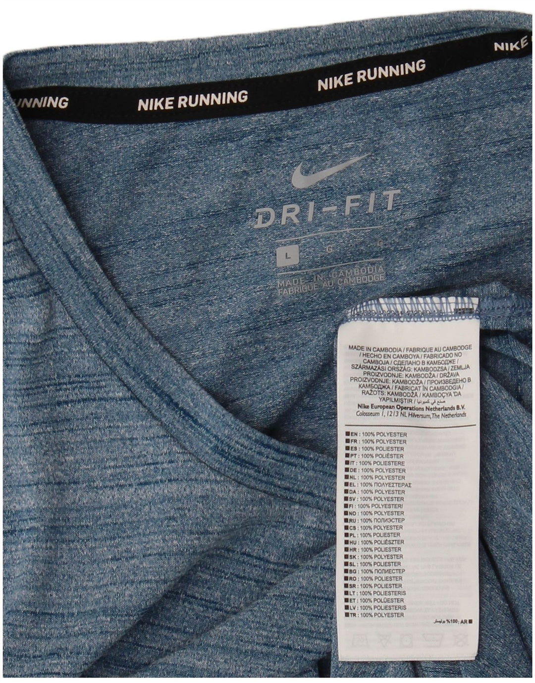 Nike Herre Dri Fit T-shirt Top Stor blå Flecked Polyester