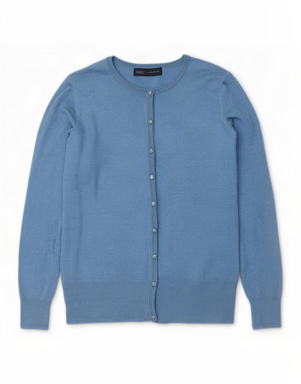 Marks & Spencer Womens Cardigan Sweater UK 10 Small Blue Viscose