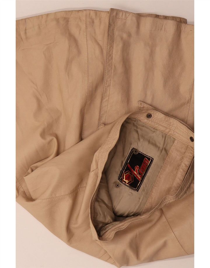 VINTAGE Womens Leather Skirt W30 Medium Beige