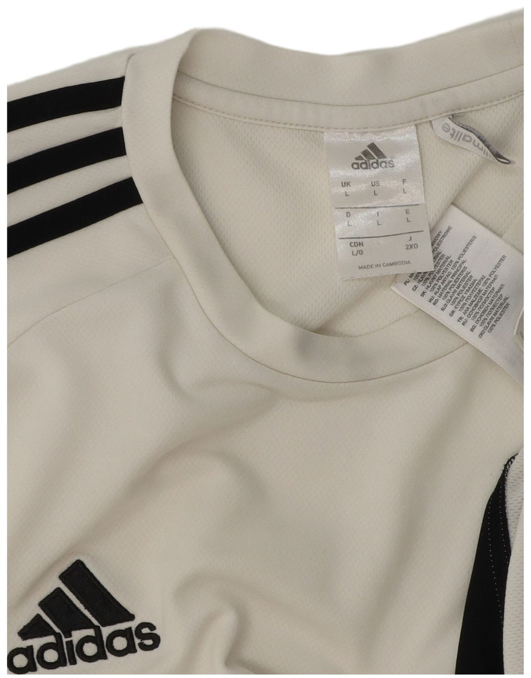 Adidas Herren Climalite T-Shirt Top Large Weiß Colourblock Polyester