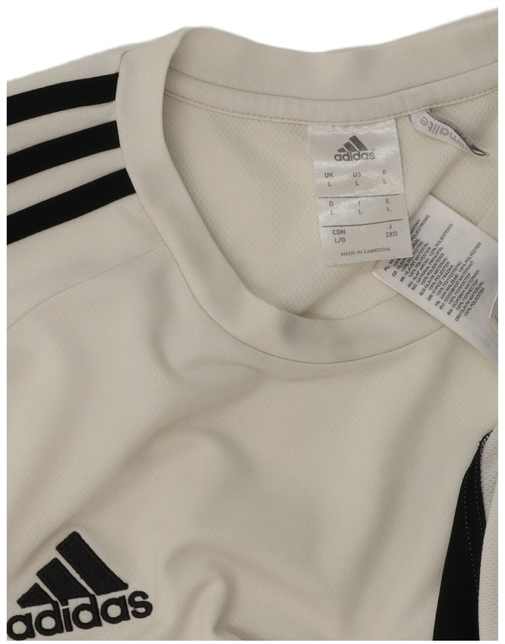 Adidas Herren Climalite T-Shirt Top Large Weiß Colourblock Polyester