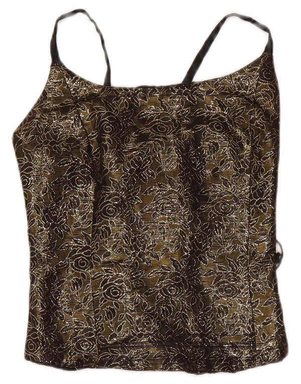 Top espartilho feminino vintage EUA 2 XS cáqui floral