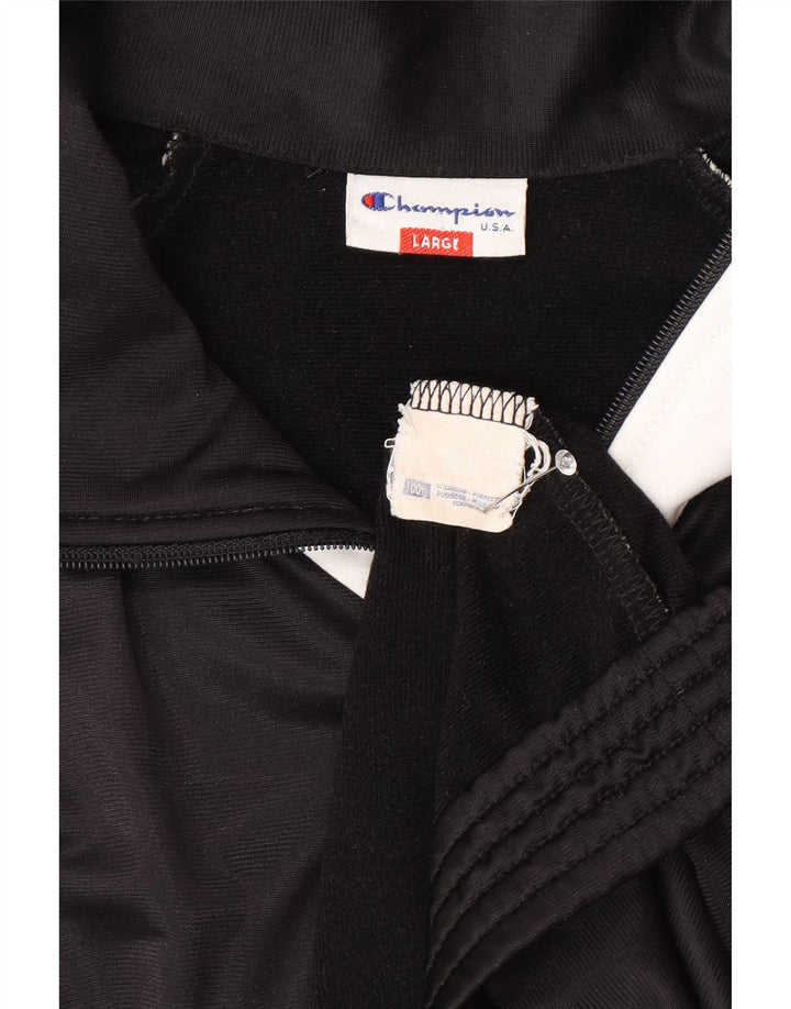 CHAMPION Mens Graphic Tracksuit Top Jacket Large Black Colourblock
