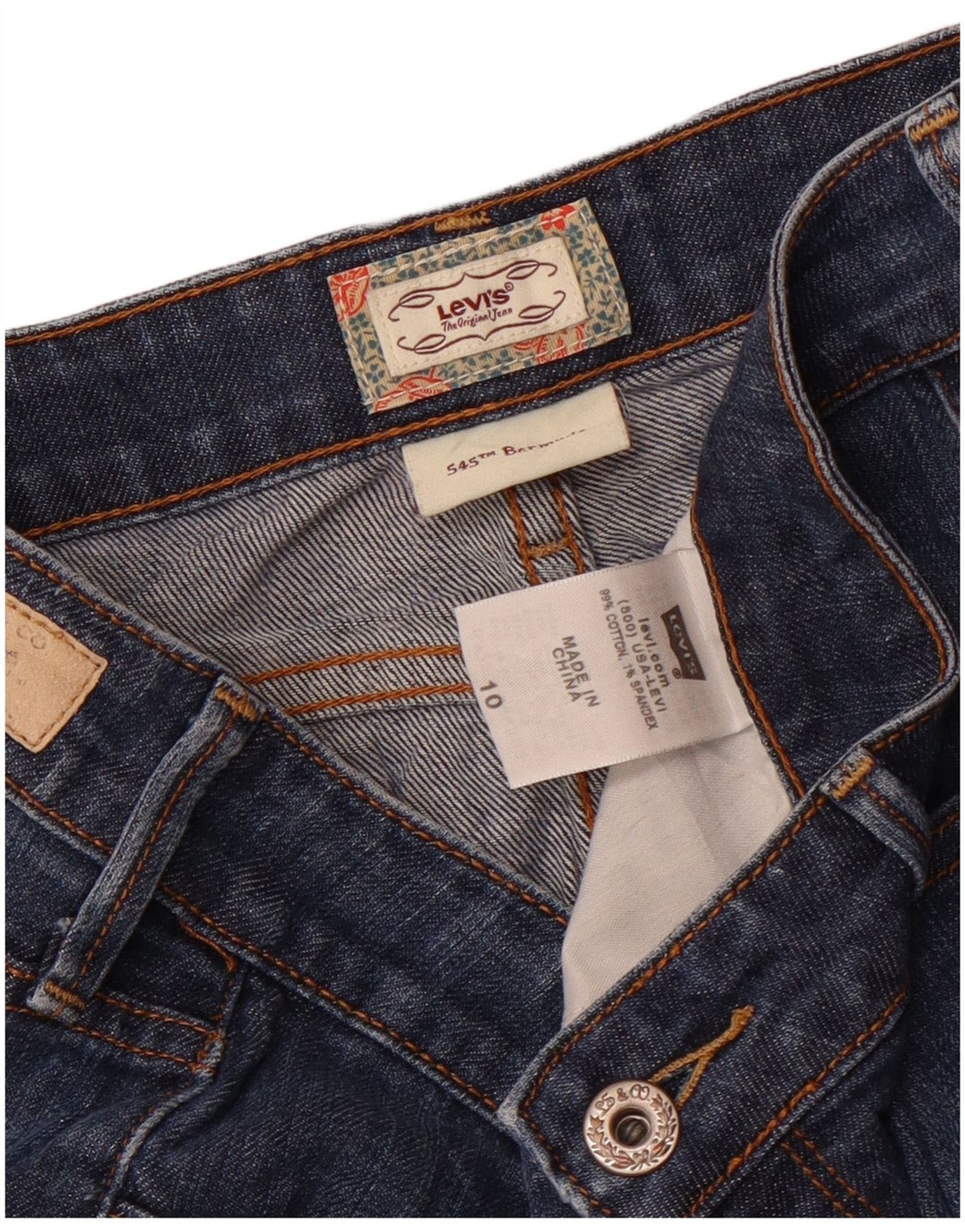 Levi's Womens 545 Bermuda Denim Shorts US 10 Large W34  Blue Cotton