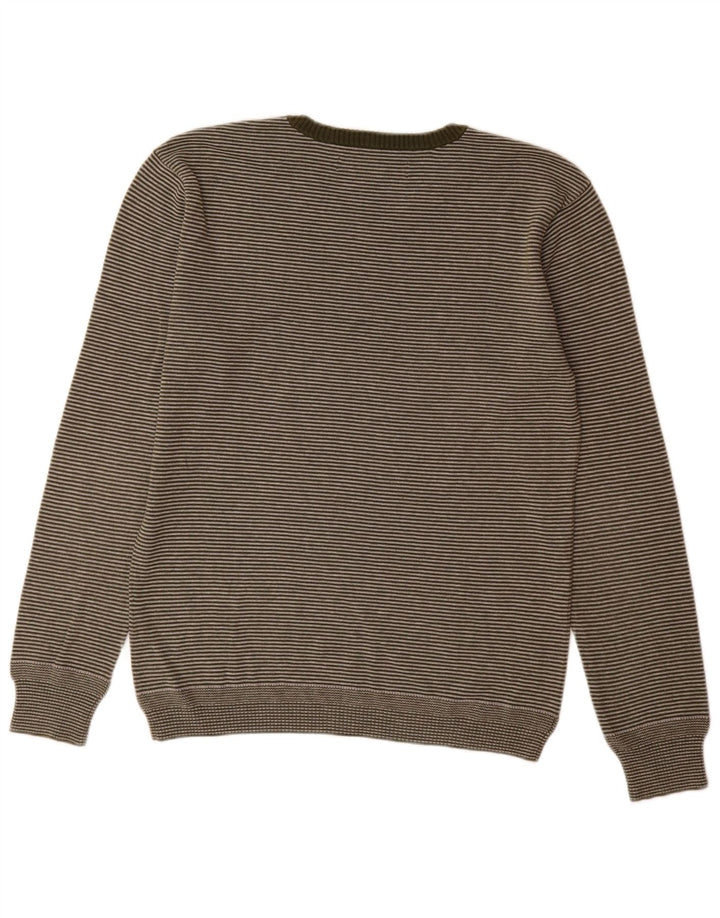 Levi's Mens Slim Fit V-Neck Jumper Sweater Medium Green Pinstripe