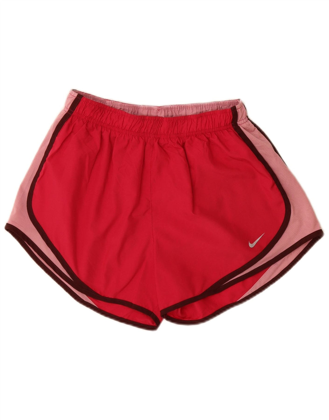 Nike Womens Dri Fit Sport Shorts UK 12 Medium Red Colourblock Polyester