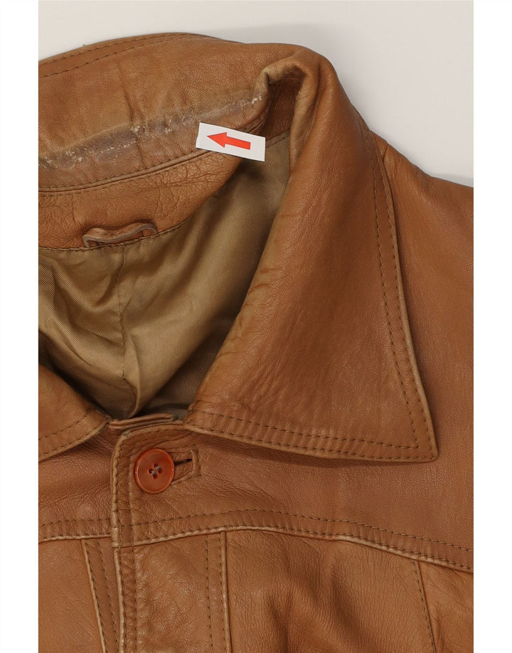 Vintage Mens Leather Jacket IT 54 2XL Brown