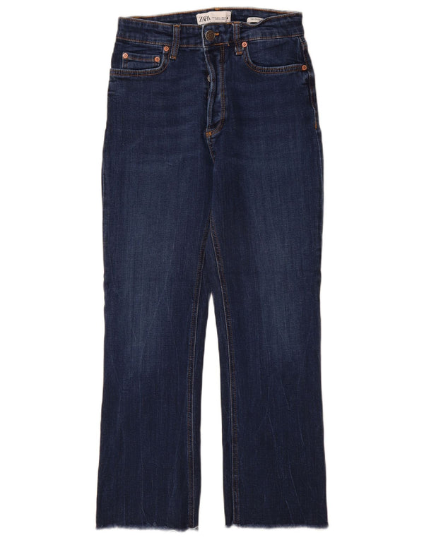Zara Womens High Rise Flared Jeans EU 36 XS W26 L27 Blue Cotton