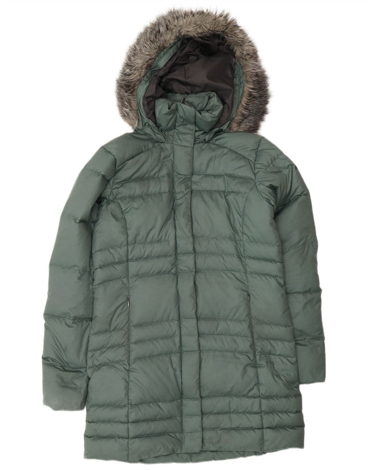 COLUMBIA Womens Hooded Padded Coat UK 12 Medium Green Polyester